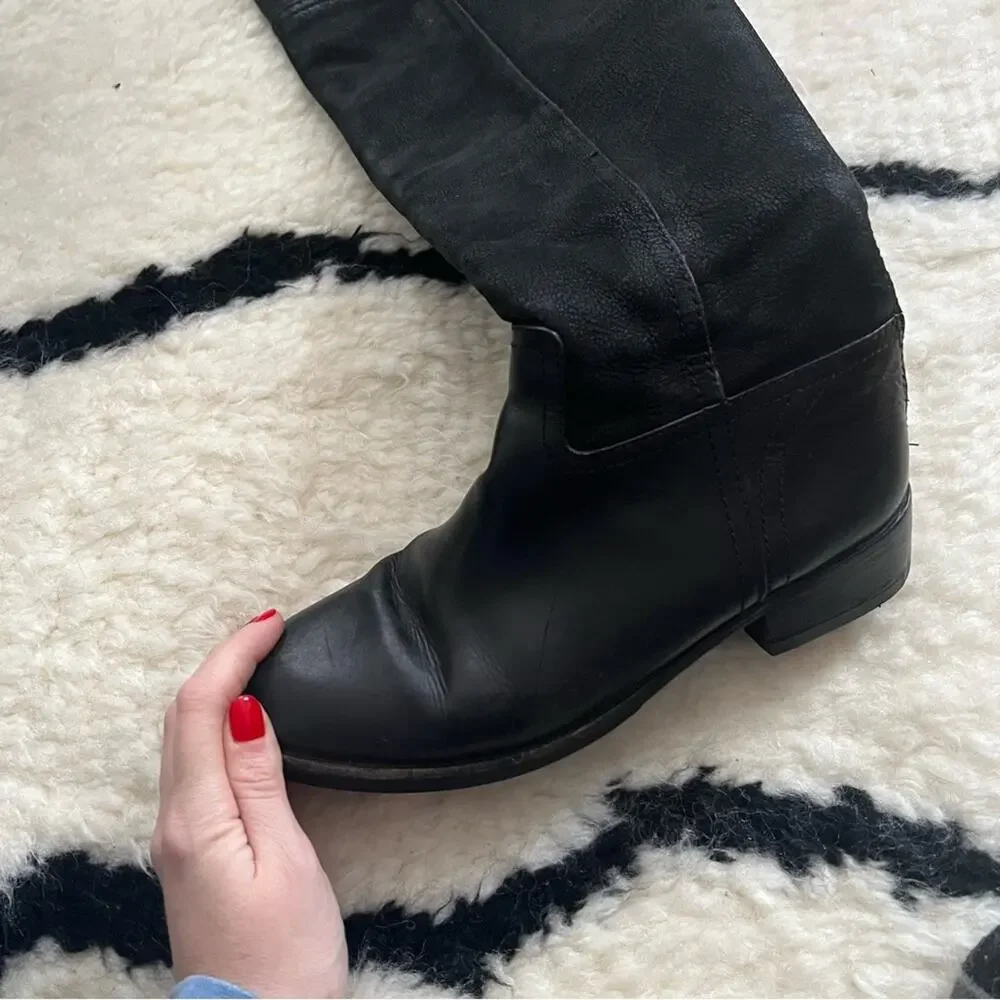 Tory Burch Simone Black Over-the-Knee Riding Boots